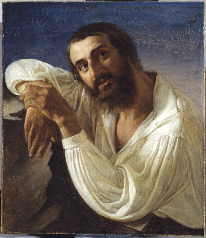 Un pastore affaticato in atto di riposo, Pastore in riposo (dipinto) di Fornoni Zaverio (sec. XIX)