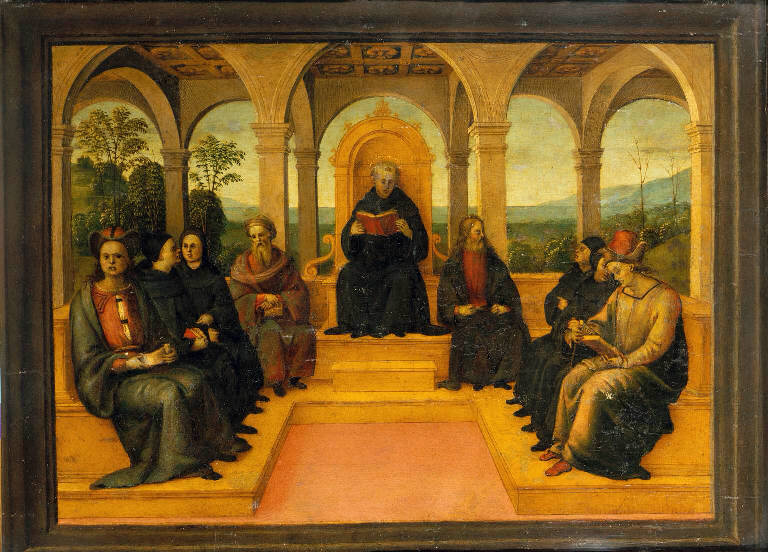 Sant'Agostino in cattedra (scomparto di predella) di Bernardino di Betto detto Pinturicchio (attribuito) (fine sec. XV)