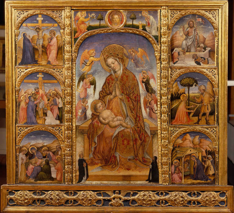 Madonna con Bambino in trono con storie della passione di Cristo (polittico) di Maestro di Ceneda (sec. XV)