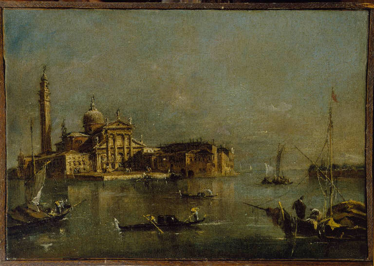 Veduta dell'isola di San Giorgio Maggiore con la punta della Giudecca a Venezia (dipinto) di Guardi Francesco (sec. XVIII)