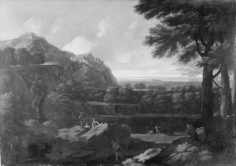 Paesaggio con figure (dipinto) di Tavella Carlo Antonio (attribuito) (sec. XVIII)