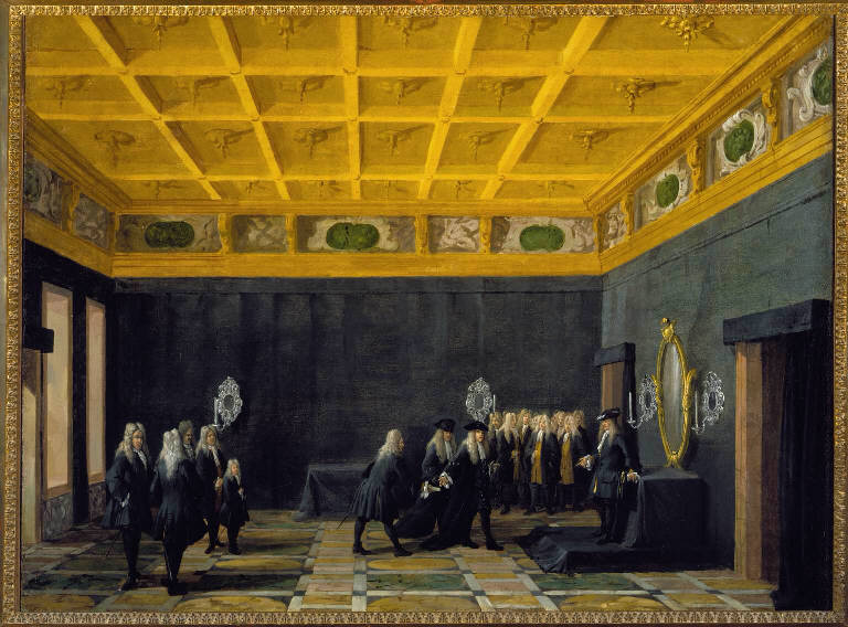 Ricevimento di un ambasciatore (dipinto) di Carlevaris Luca (sec. XVIII)
