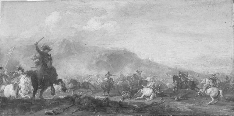 Scena di battaglia (dipinto) di Courtois Jacques detto Borgognone (maniera) (sec. XVII)