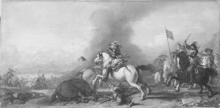 Scena di battaglia (dipinto) di Courtois Jacques detto Borgognone (maniera) (sec. XVII)