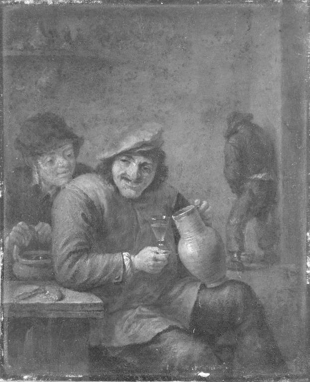 Interno di taverna con bevitore (dipinto) di Teniers Abraham (attribuito) (sec. XVII)