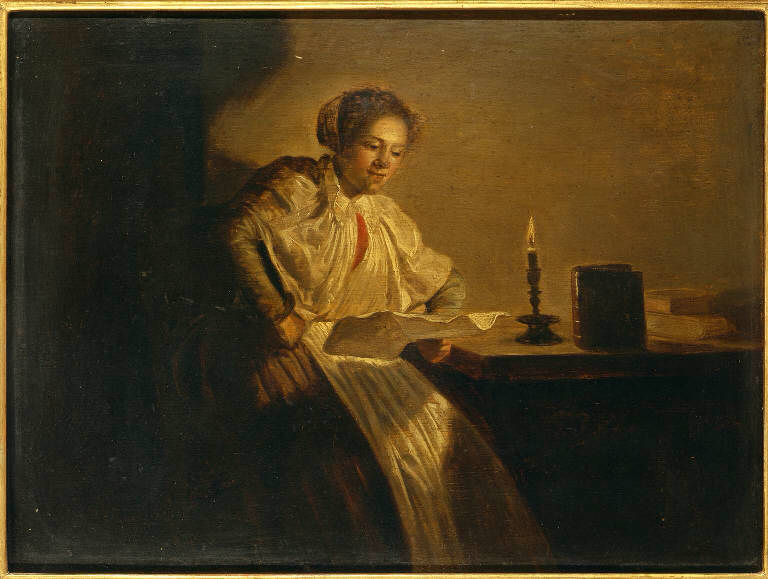 Donna che legge (dipinto) di Hals Dirck (sec. XVII)