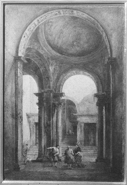 Veduta di atrio e scala di un palazzo (dipinto) di Guardi Francesco (sec. XVIII)