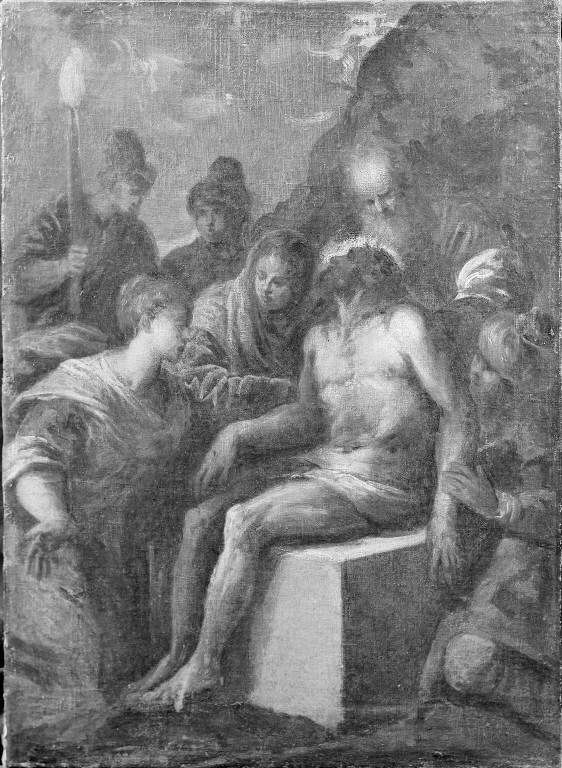 Compianto sul Cristo morto (dipinto) di Da Ponte Jacopo detto Bassano Jacopo (bottega) (sec. XVI)