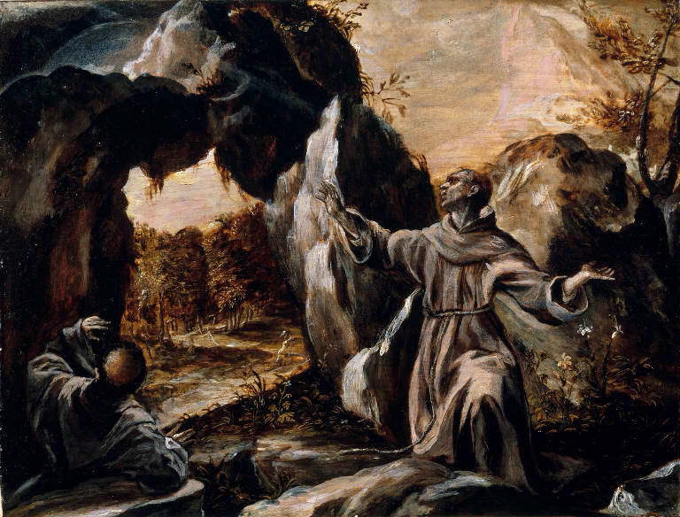 San Francesco d'Assisi riceve le stimmate (dipinto) di Theotocopoulos Domenicos detto El Greco (sec. XVI)