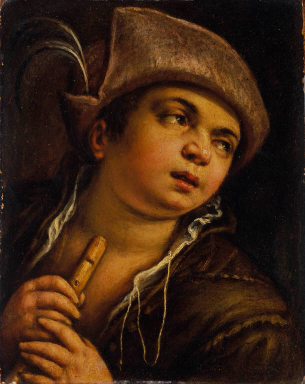 Pastore con flauto (dipinto) di Bassano Francesco (sec. XVI)