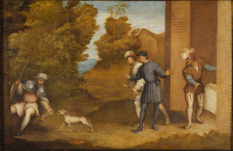 San Rocco nutrito da un cane (scomparto di polittico) di Sacchis Giovanni Antonio de' detto Pordenone (sec. XVI)