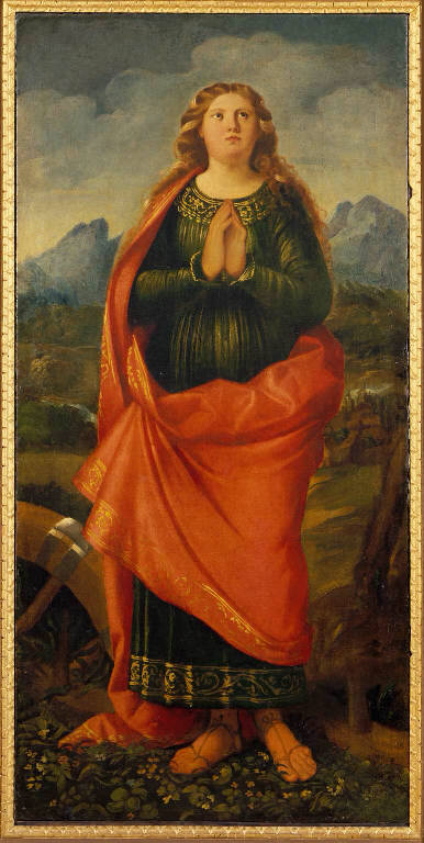Santa Caterina d'Alessandria (scomparto di trittico) di Busi Giovanni detto Cariani (sec. XVI)