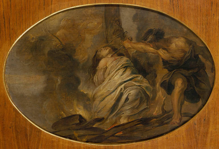 Martirio di Santa Lucia (dipinto) di Rubens Peter Paul (bottega) (sec. XVII)