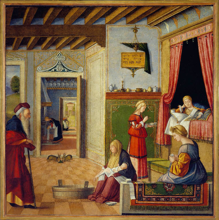 Nascita di Maria Vergine (dipinto) di Carpaccio Vittore (e aiuti) (sec. XVI)