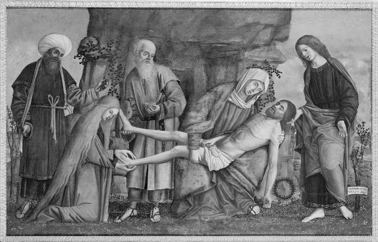 Compianto sul Cristo morto (dipinto) di Mansueti Giovanni (sec. XVI)