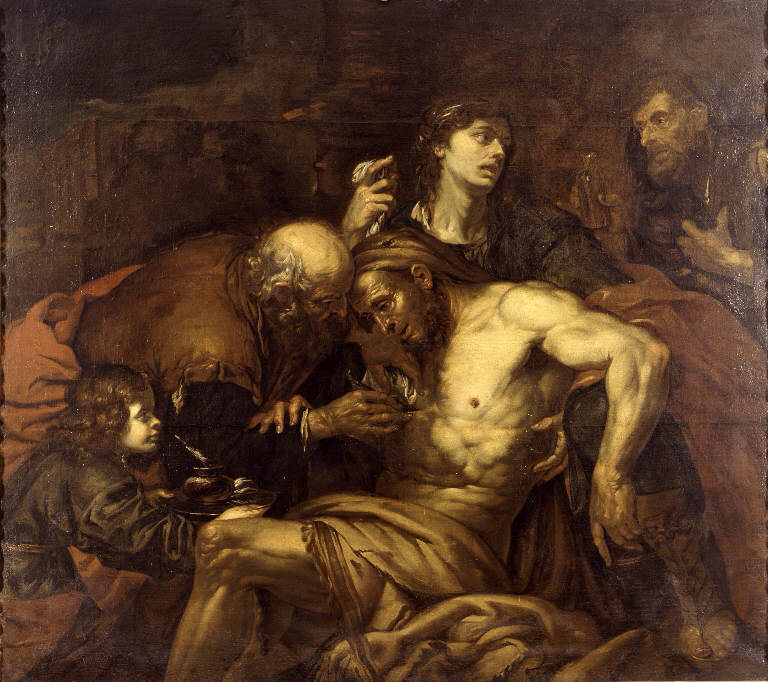 Parabola del buon samaritano (dipinto) di Langetti Giovanni Battista (attribuito) (sec. XVII)