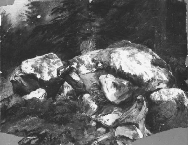 Paesaggio rupestre con abetaia (dipinto) di Rosa Costantino (terzo quarto sec. XIX)