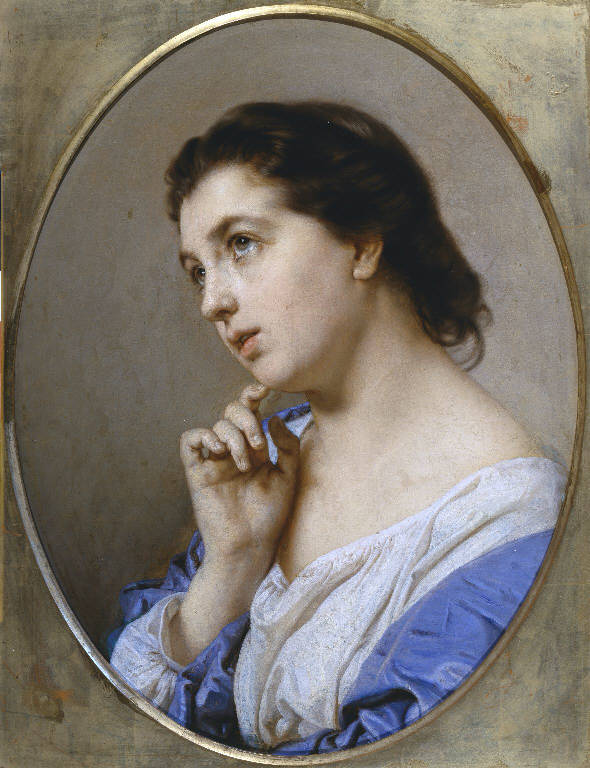 La malinconia, Ritratto di donna (dipinto) di Trécourt Giacomo (sec. XIX)