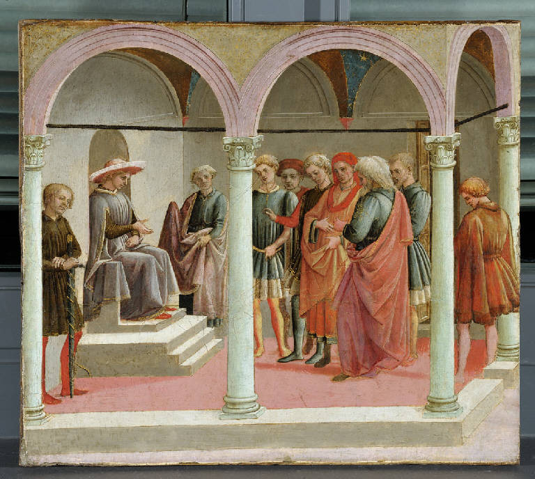 Gualtieri e i cittadini di Saluzzo (pannello dipinto) di Francesco di Stefano detto Pesellino (e aiuti) (sec. XV)