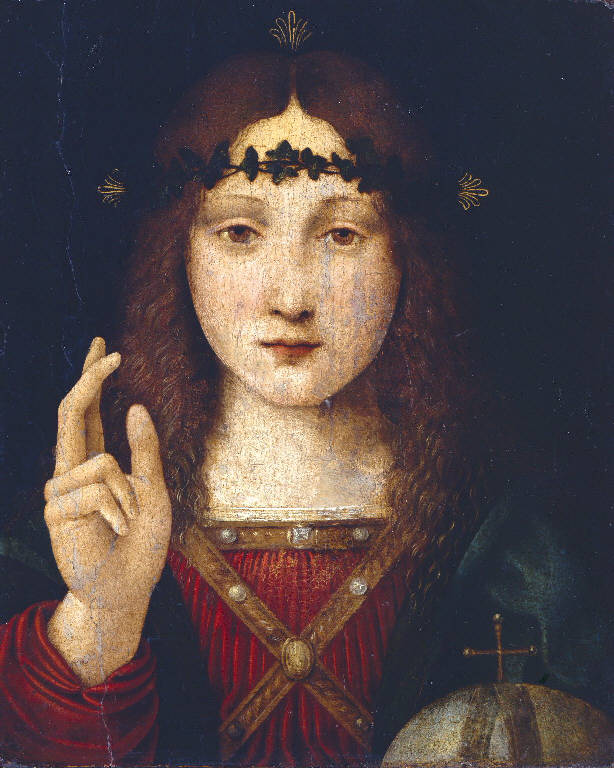 Cristo salvatore (dipinto) di Boltraffio Giovanni Antonio (bottega) (sec. XVI)