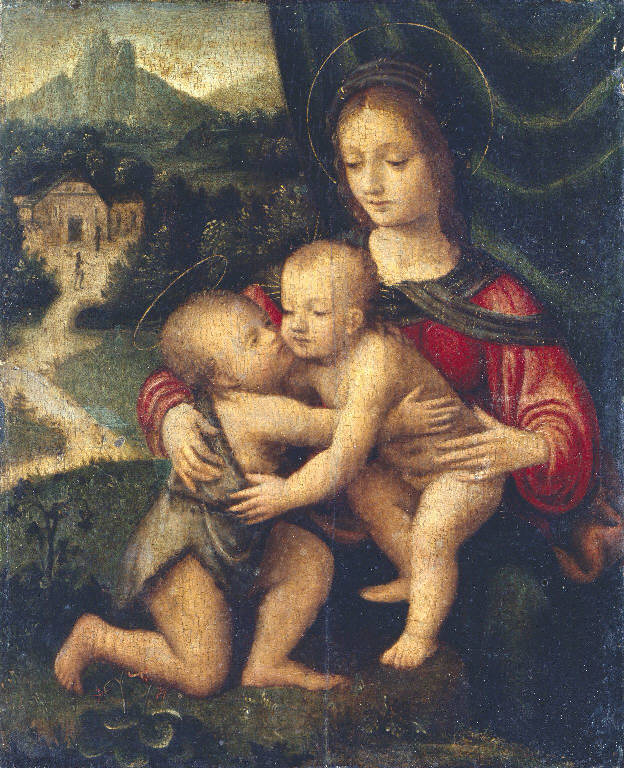 Madonna con Bambino e San Giovannino (dipinto) di Scappi Bernardino detto Bernardino Luini (sec. XVI)