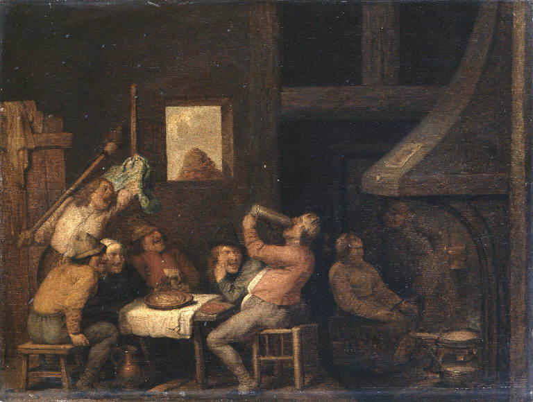 Contadini al desco in taverna (dipinto) di Craesbeck Joos van (sec. XVII)