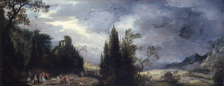 Paesaggio con boscaioli (dipinto) di Tilens Jan (e aiuti) (sec. XVII)