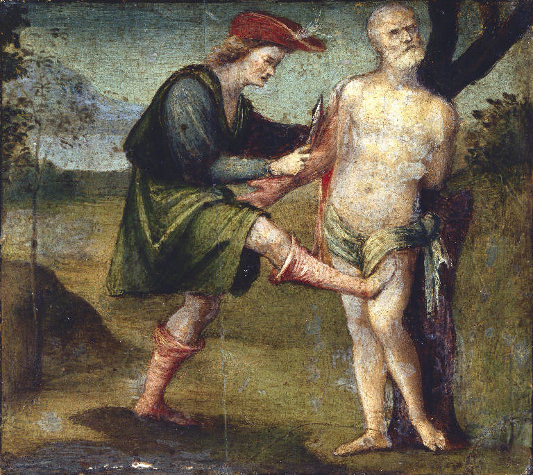Martirio di San Bartolomeo (pannello dipinto) di Ramenghi Bartolomeo detto Bagnacavallo (sec. XVI)