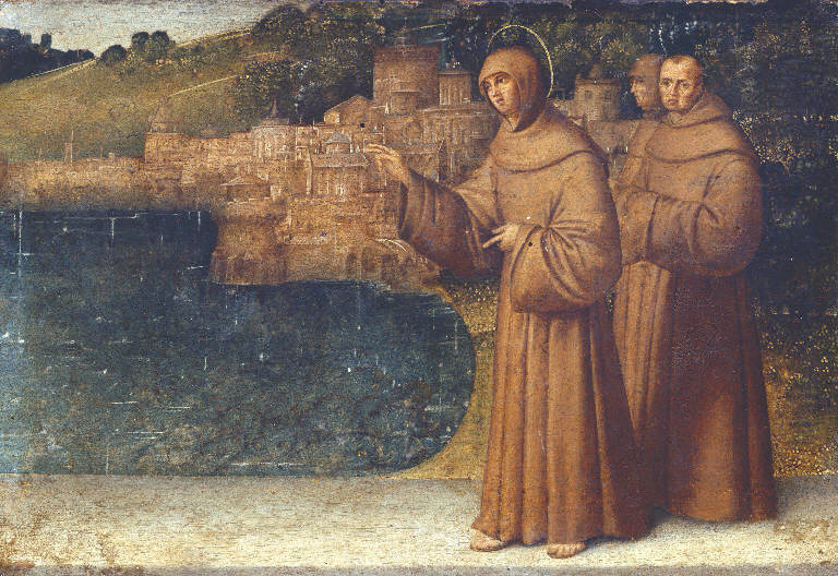 Sant'Antonio da Padova predica ai pesci (dipinto) di Zaganelli Francesco (sec. XVI)