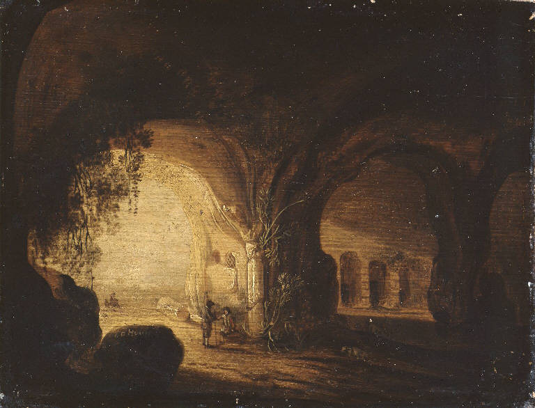 Interno di grotta con figure (dipinto) di Hoet Gerard il Vecchio (e aiuti) (sec. XVIII)