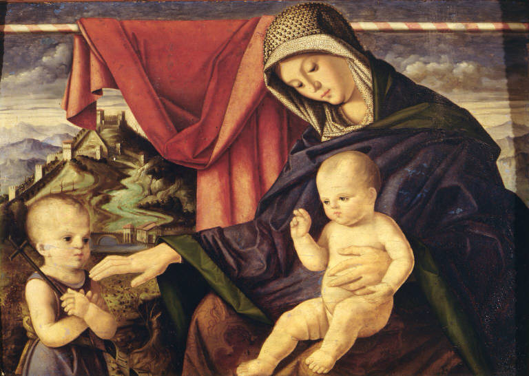 Madonna con Bambino e San Giovannino (dipinto) di Francesco di Simone detto Francesco di Simone da Santacroce (fine sec. XV)