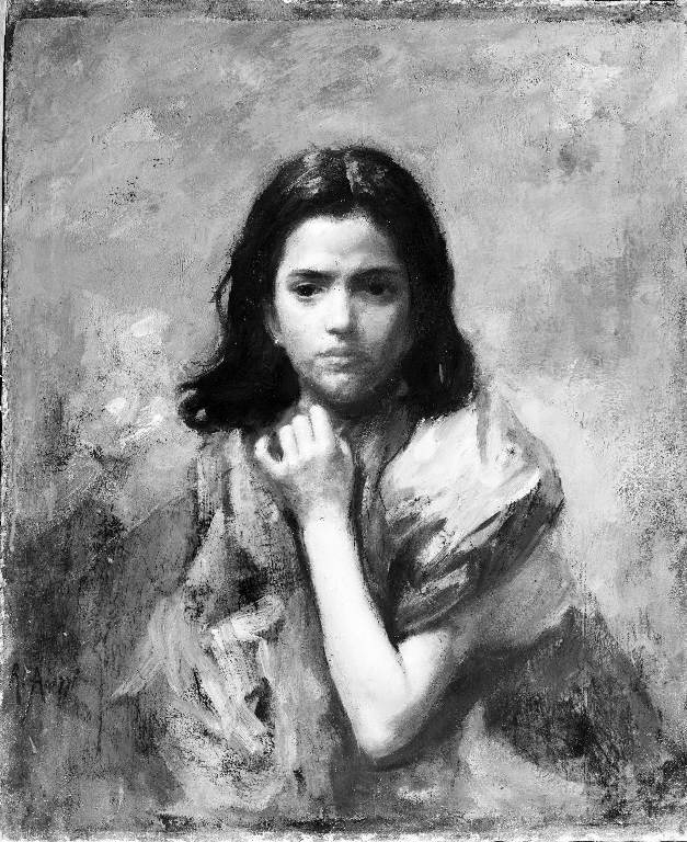 Ritratto di donna (dipinto) di Agazzi Emilio Rinaldo Francesco (sec. XX)