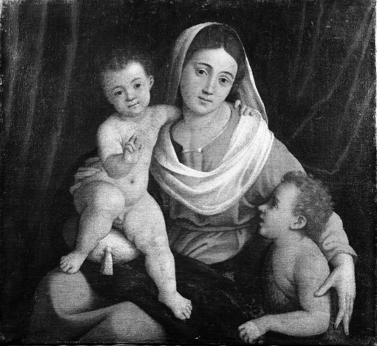 Madonna con Bambino e San Giovannino (dipinto) di Caroto Giovanni Francesco (attribuito) (sec. XVI)