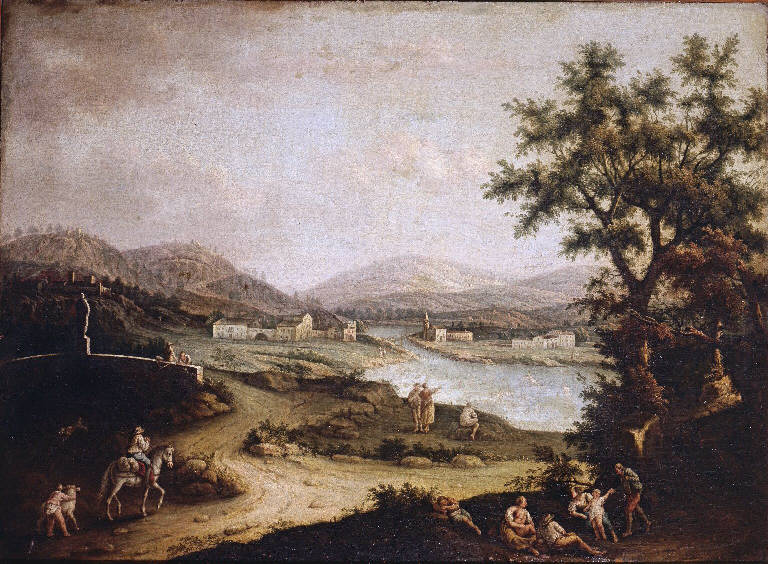 Paesaggio lacustre con figure (dipinto) di Canal Francesco Antonio (ultimo quarto sec. XVIII)