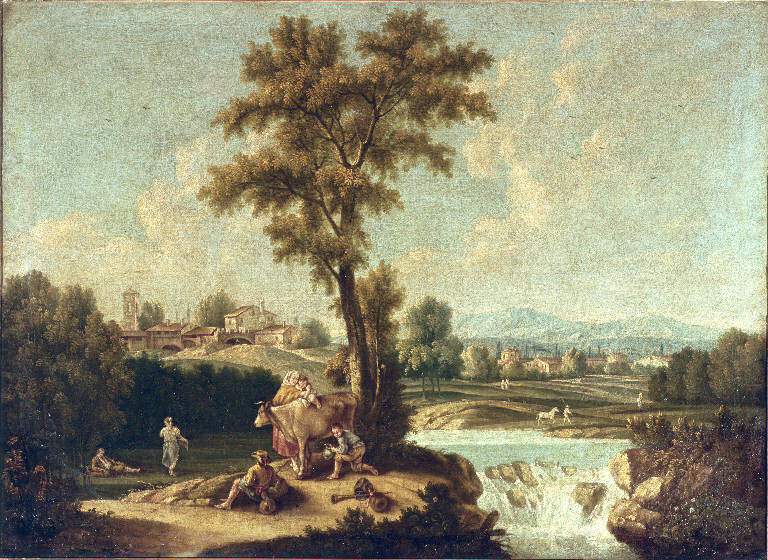 Paesaggio con pastori e viandanti (dipinto) di Canal Francesco Antonio (sec. XVIII)