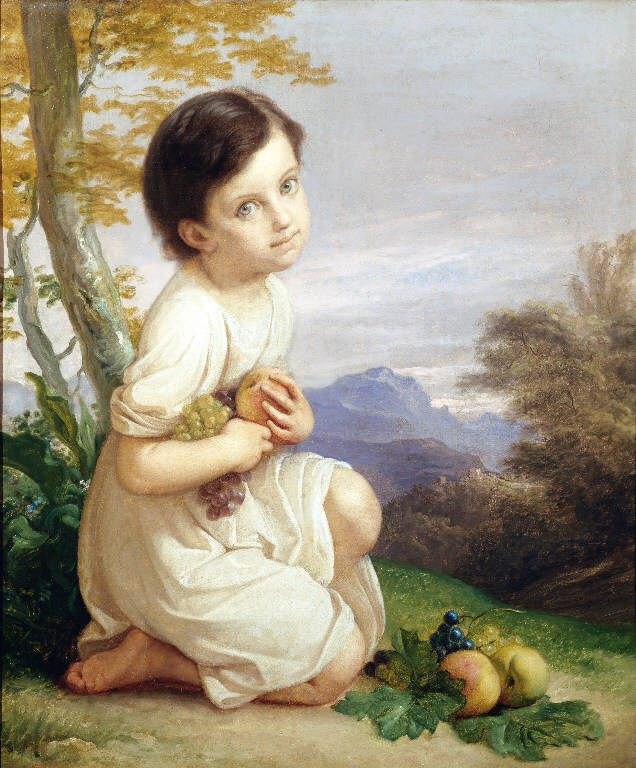 Ritratto di Lena Presti con frutta (dipinto) di Trécourt Giacomo (sec. XIX)