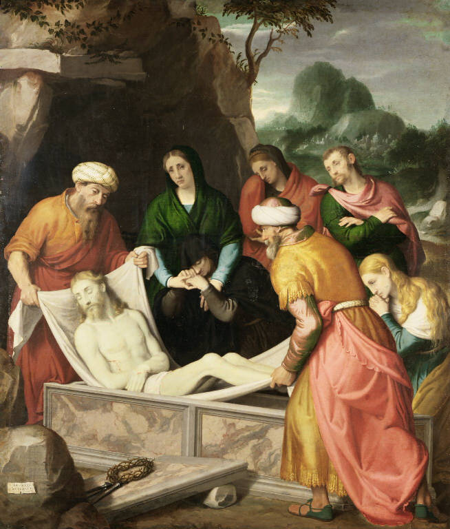 Deposizione di Cristo nel sepolcro (dipinto) di Moroni Giovan Battista (sec. XVI)