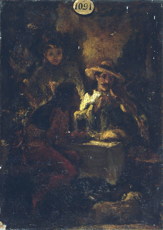 Interno con figure (dipinto) di Maironi da Ponte Alberto (fine sec. XIX)