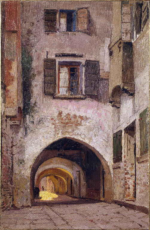 Veduta di un vicolo di Chioggia (dipinto) di Mancini Carlo (sec. XIX)