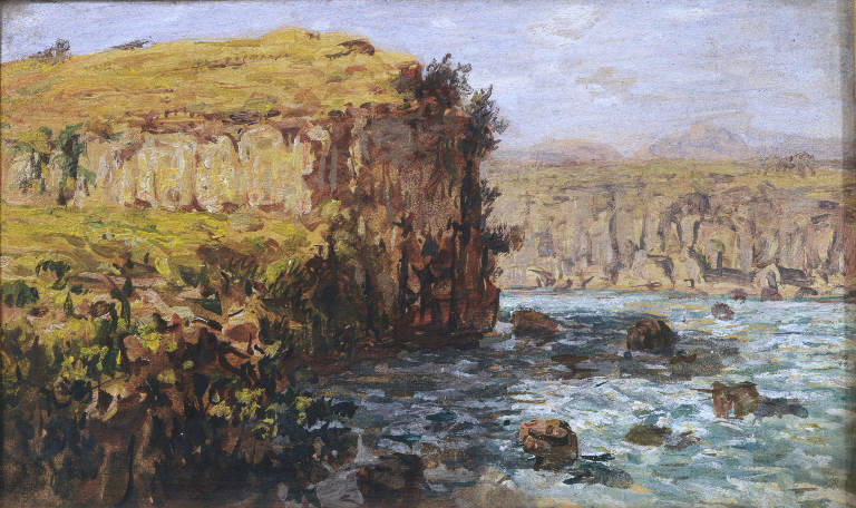 Veduta di scogliera scozzese (dipinto) di Mancini Carlo (sec. XIX)