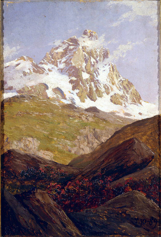 Veduta del Monte Cervino (dipinto) di Delleani Lorenzo (attribuito) (sec. XIX)
