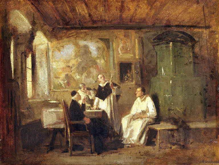 Interno di un convento (dipinto) di Hagn Ludwig von (sec. XIX)