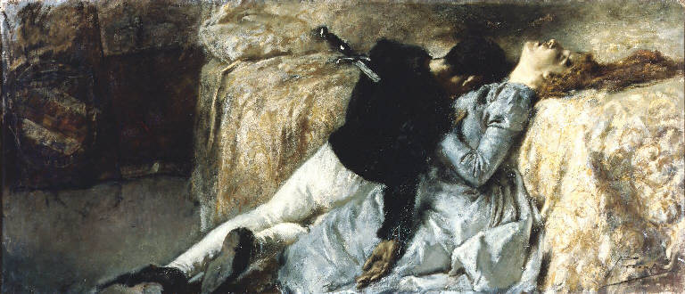 Morte di Paolo e Francesca (dipinto) di Previati Gaetano (sec. XIX)