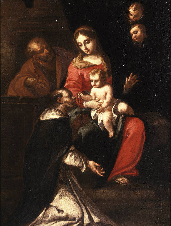 Sacra Famiglia con San Domenico (dipinto) di Chizzoletti Giovanni (attribuito) (sec. XVIII)