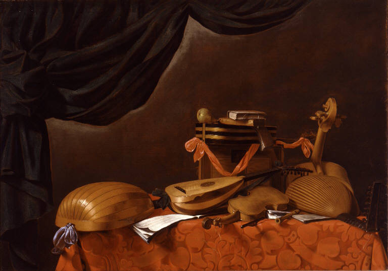 Natura morta con strumenti musicali (dipinto) di Baschenis Evaristo (sec. XVII)