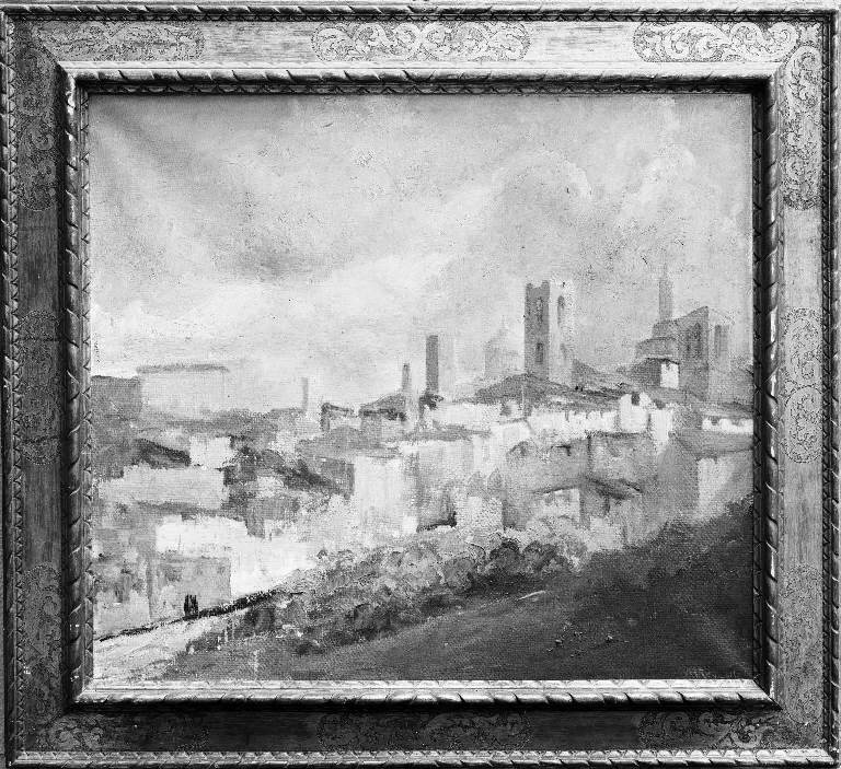 Veduta di Bergamo Alta (dipinto) di Roncalli Guffanti Maria (sec. XX)