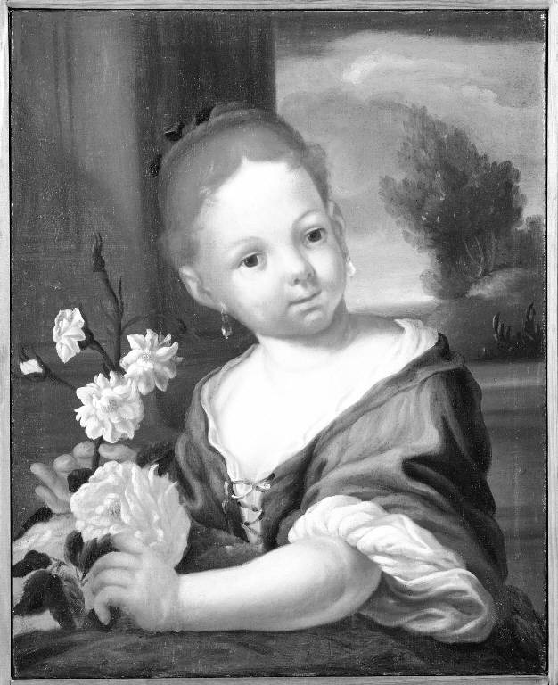 ritratto di bambina con dalie (dipinto) di Amorosi, Antonio (attribuito) (sec. XVIII)