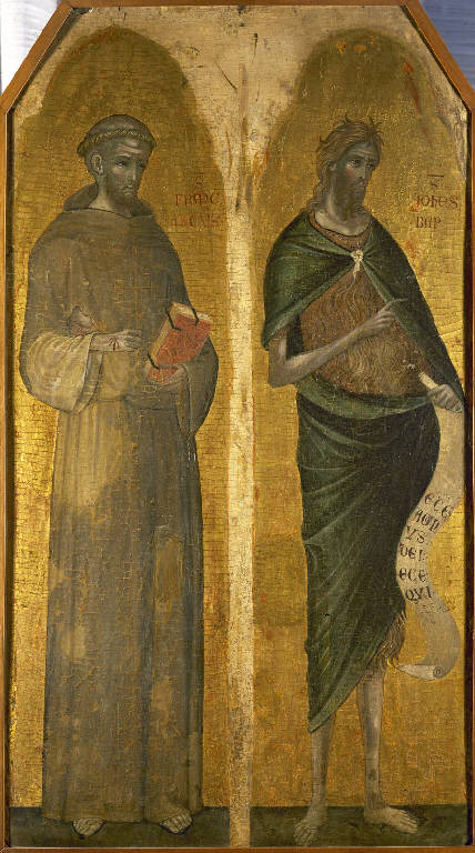 San Francesco d'Assisi e San Giovanni Battista (scomparto di polittico) di Paolo, Veneziano (bottega) (sec. XIV)