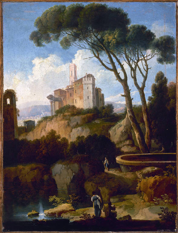 paesaggio campestre con castello (dipinto) di Locatelli, Andrea (attribuito) (sec. XVIII)