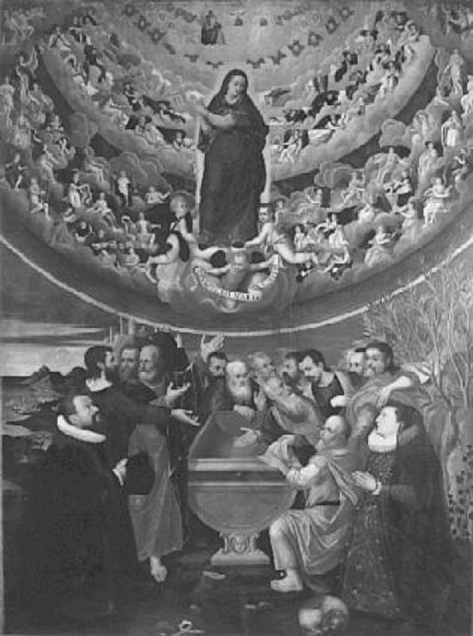 assunzione della Madonna con donatori (pala d'altare) di Ronzelli, Pietro (sec. XVI)